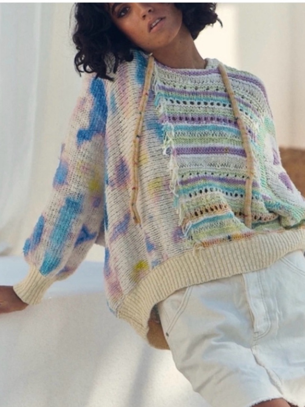 Free People Flower Child Poncho Sweater UNIQUE